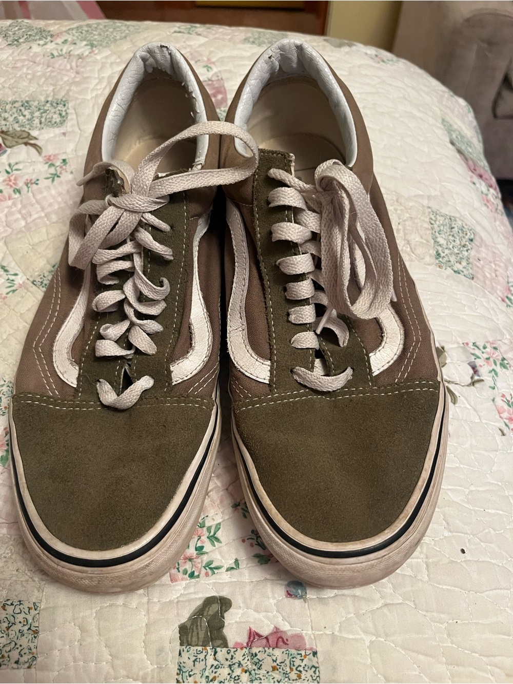 Vans Brown and White Low-Top Skate Shoes